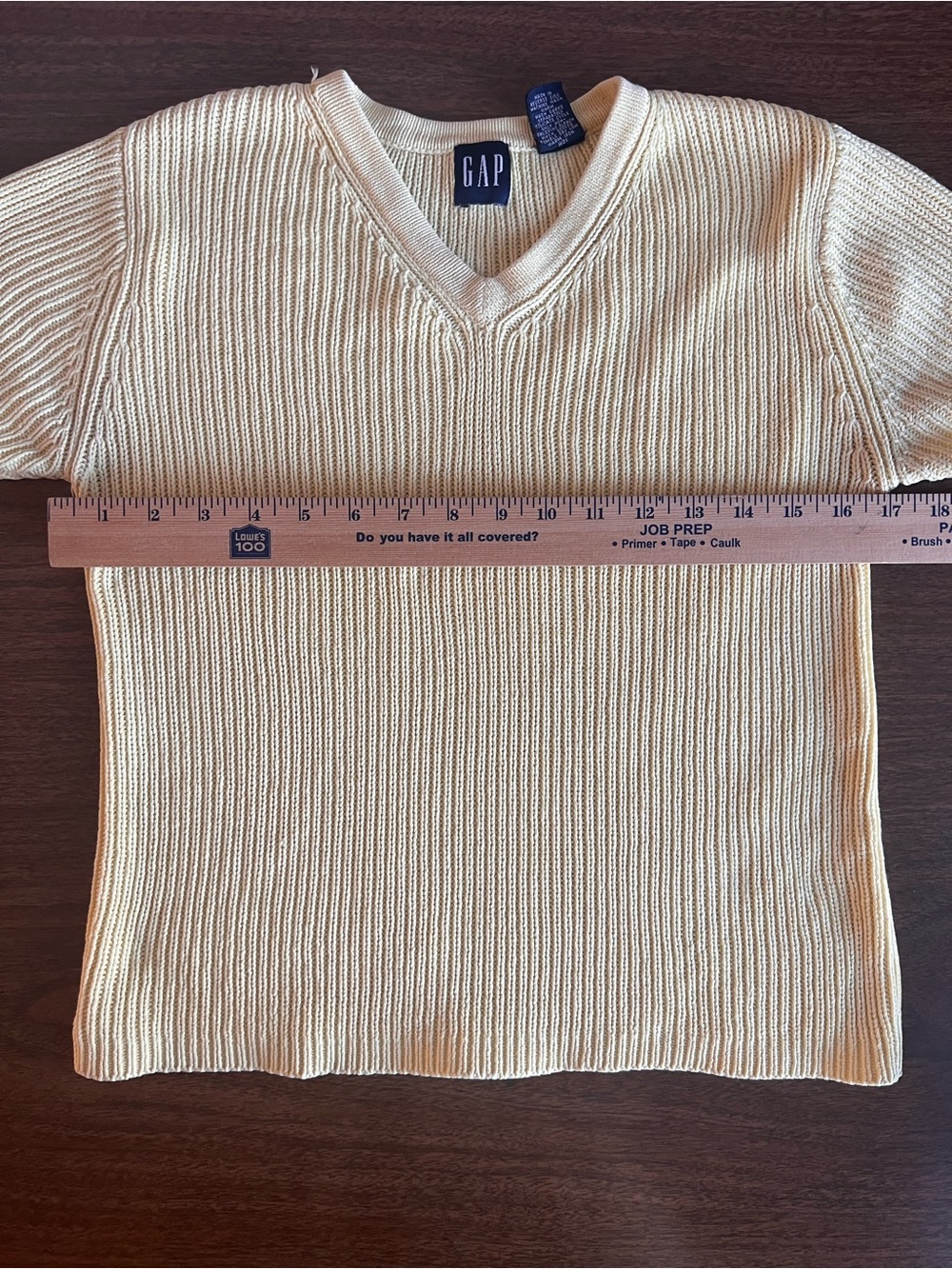 VTG GAP Butter Yellow Chunky Ribbed Short Sleeve Sweater Womens M 90s Preppy - Picture 4 of 6